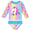 UNIFACO Girls Swimsuit Two Piece Long Sleeve UPF 50+ Bathing Suit, 2-8T