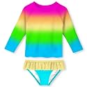 UNIFACO Girls Swimsuit Two Piece Long Sleeve UPF 50+ Bathing Suit, 2-8T