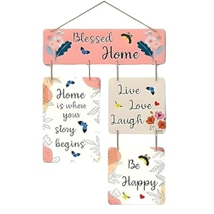 unihouse wall art mdf wooden hanging for living room  bedroom  home decor  office  gift  quotes items house decoration decorative hanging items for gifting wall decor set of 2 design 32