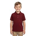 unik Boy's Premium Quality Pique Polo Uniform Shirt Short Sleeve White Sky Blue Navy Hunter Green Burgundy Black Red