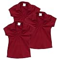 unik Girl's Uniform V-Neck Collar Shirt Short Sleeve Great for School Burgundy Navy White Sky Blue Green Purple Yellow Red
