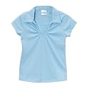 unik Girl's Uniform V-Neck Collar Shirt Short Sleeve Great for School Burgundy Navy White Sky Blue Green Purple Yellow Red