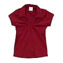 unik Girl's Uniform V-Neck Collar Shirt Short Sleeve Great for School Burgundy Navy White Sky Blue Green Purple Yellow Red