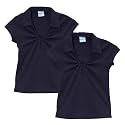 unik Girl's Uniform V-Neck Collar Shirt Short Sleeve Great for School Burgundy Navy White Sky Blue Green Purple Yellow Red