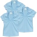 unik Girl's Uniform V-Neck Collar Shirt Short Sleeve Great for School Burgundy Navy White Sky Blue Green Purple Yellow Red
