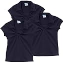 unik Girl's Uniform V-Neck Collar Shirt Short Sleeve Great for School Burgundy Navy White Sky Blue Green Purple Yellow Red