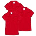 unik Girl's Uniform V-Neck Collar Shirt Short Sleeve Great for School Burgundy Navy White Sky Blue Green Purple Yellow Red