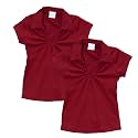 unik Girl's Uniform V-Neck Collar Shirt Short Sleeve Great for School Burgundy Navy White Sky Blue Green Purple Yellow Red