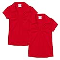 unik Girl's Uniform V-Neck Collar Shirt Short Sleeve Great for School Burgundy Navy White Sky Blue Green Purple Yellow Red