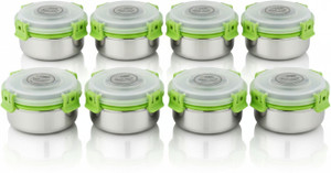 uninox stainless steel lock n lock green color containers 425ml set of 8 containers stainless steel office lunch box