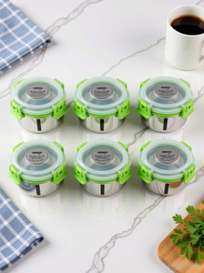 uninox stainless steel lock n lock green color containers 425ml set of 6 containers stainless steel office lunch box 425 ml