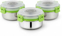 UNINOX Stainless steel lock n lock green color containers 425ml Set of 3 Containers Stainless Steel Office Lunch Box