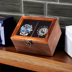 anniversary valentine gift for husband wife girlfriend boyfriend honeycomb 2 slot watch box for men women handmade wooden watch box organizer dislay case for gift