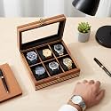 Wooden Watch Box, Storage Organizer, Watch Display Case, Jewelry Holder, Gift for Men & Women - Rosewood Crafted, Handmade Cushions (Six Slots)