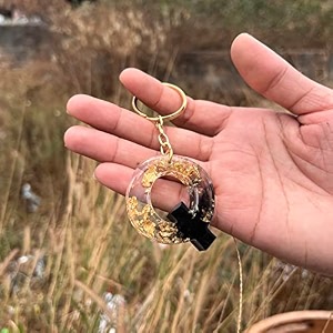 black and gold foil design resin alphabet initial letter keychain key ring for men women girls purse handbags  black  h2-l0ur-b8l7_new