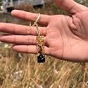 Black and Gold Foil Design Resin Alphabet Initial Letter Keychain Key Ring for Men Women Girls Purse Handbags | Black | H2-L0UR-B8L7_New