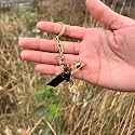 Black and Gold Foil Design Resin Alphabet Initial Letter Keychain Key Ring for Men Women Girls Purse Handbags | Black | H2-L0UR-B8L7_New