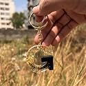 Black and Gold Foil Design Resin Alphabet Initial Letter Keychain Key Ring for Men Women Girls Purse Handbags | Black | H2-L0UR-B8L7_New