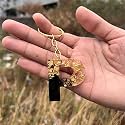Black and Gold Foil Design Resin Alphabet Initial Letter Keychain Key Ring for Men Women Girls Purse Handbags | Black | H2-L0UR-B8L7_New