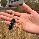 Black and Gold Foil Design Resin Alphabet Initial Letter Keychain Key Ring for Men Women Girls Purse Handbags | Black | H2-L0UR-B8L7_New