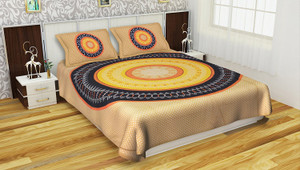 uniqchoice cotton king flat 120 tc floral 1 bedsheet with 2 pillow covers beige