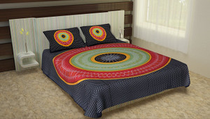 uniqchoice cotton king flat 120 tc floral 1 bedsheet with 2 pillow covers black