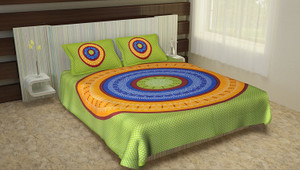 uniqchoice cotton king flat 120 tc floral 1 bedsheet with 2 pillow covers green