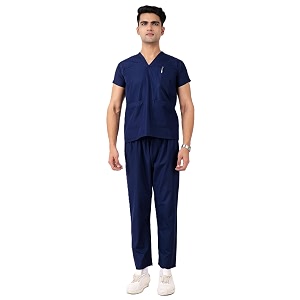 uniqform active men39s scrub suit  set of top amp bottom  half sleeves  v neck  breathable fabric  comfortable  durable  uniform for doctors nurses and dentists