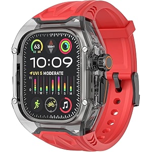 transparent mod kit rugged case with silicone band compatible with ultra 49mm series 9 8 7 44mm 45mm 46mm bands crystal clear military protective cover bumper tactical