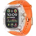 Transparent Mod Kit Rugged Case with Silicone Band Compatible with Ultra 49mm Series 9 8 7 44mm 45mm 46mm bands Crystal Clear Military Protective Cover Bumper Tactical