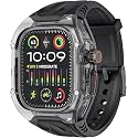 Transparent Mod Kit Rugged Case with Silicone Band Compatible with Ultra 49mm Series 9 8 7 44mm 45mm 46mm bands Crystal Clear Military Protective Cover Bumper Tactical