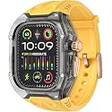 Transparent Mod Kit Rugged Case with Silicone Band Compatible with Ultra 49mm Series 9 8 7 44mm 45mm 46mm bands Crystal Clear Military Protective Cover Bumper Tactical