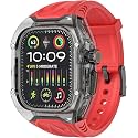 Transparent Mod Kit Rugged Case with Silicone Band Compatible with Ultra 49mm Series 9 8 7 44mm 45mm 46mm bands Crystal Clear Military Protective Cover Bumper Tactical