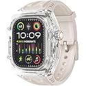 Transparent Mod Kit Rugged Case with Silicone Band Compatible with Ultra 49mm Series 9 8 7 44mm 45mm 46mm bands Crystal Clear Military Protective Cover Bumper Tactical