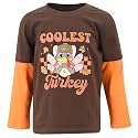 Unique Baby Boys Layered Long Sleeve Kids Toddler Graphic T Shirt