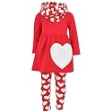 Unique Baby Girls Kids Toddler 3pc Outfit Set Long Sleeve Soft Knit Tunic Top Leggings and Scarf