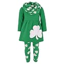 Unique Baby Girls Kids Toddler 3pc Outfit Set Long Sleeve Soft Knit Tunic Top Leggings and Scarf