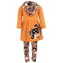 Unique Baby Girls Kids Toddler 3pc Outfit Set Long Sleeve Soft Knit Tunic Top Leggings and Scarf