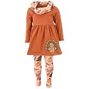 Unique Baby Girls Kids Toddler 3pc Outfit Set Long Sleeve Soft Knit Tunic Top Leggings and Scarf
