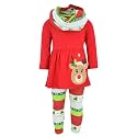 Unique Baby Girls Kids Toddler 3pc Outfit Set Long Sleeve Soft Knit Tunic Top Leggings and Scarf