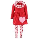 Unique Baby Girls Kids Toddler 3pc Outfit Set Long Sleeve Soft Knit Tunic Top Leggings and Scarf