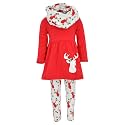 Unique Baby Girls Kids Toddler 3pc Outfit Set Long Sleeve Soft Knit Tunic Top Leggings and Scarf