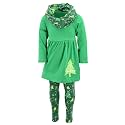 Unique Baby Girls Kids Toddler 3pc Outfit Set Long Sleeve Soft Knit Tunic Top Leggings and Scarf
