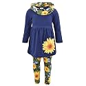 Unique Baby Girls Kids Toddler 3pc Outfit Set Long Sleeve Soft Knit Tunic Top Leggings and Scarf