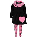 Unique Baby Girls Kids Toddler 3pc Outfit Set Long Sleeve Soft Knit Tunic Top Leggings and Scarf