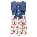 Unique Baby Girls Sleeveless Denim Dress with Knot Tie and Fun Print for Toddler and Big Kids
