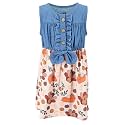 Unique Baby Girls Sleeveless Denim Dress with Knot Tie and Fun Print for Toddler and Big Kids