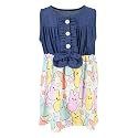 Unique Baby Girls Sleeveless Denim Dress with Knot Tie and Fun Print for Toddler and Big Kids