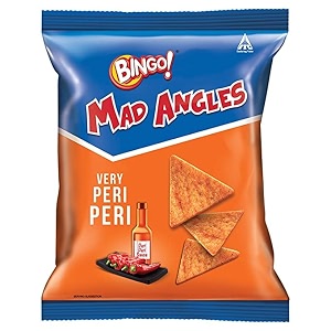 unique bingo mad angle very peri peri66g pack corn-based spicy crunchy chips perfect for snacking