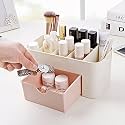 Plastic Jigshtial Cosmetic Storage Box Multi Functional Desktop Tidy Organizer Holder With Drawer Random Colour, Cosmetics